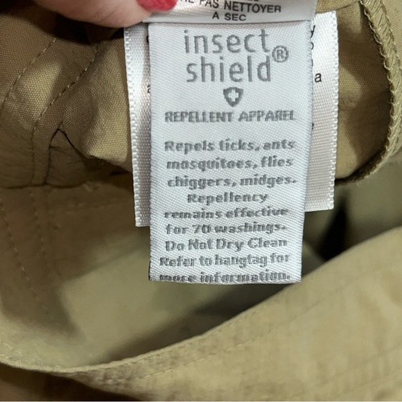 ExOfficio TAN PANTS womens XL 18 Insect Shield Zip Off Leg STRETCHY waist cargo - Picture 6 of 16